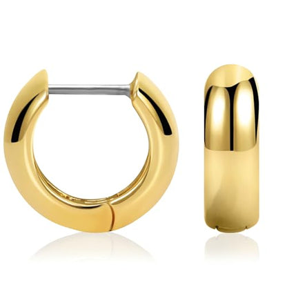 14K Gold Plated Sterling Silver Enamel Color Huggie Hoop Earrings for Women – Wide Range of Vibrant Color Options Available - color: Neon Pink 3pc Huggie Bundle
