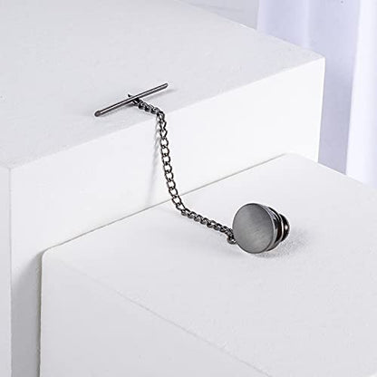 HAWSON Mini Tie Pin for Men, Tie Tack with Chain for Men's Necktie, Tie Tack Gift Set for Wedding, Party, Meeting - color: Brushed Gunmetal