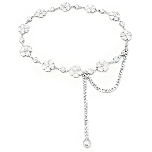 Women's Chain Belt Adjustable Rhinestone Metal Waist Belts for Women Ladies Chain Belt for Dresses - color: S-04