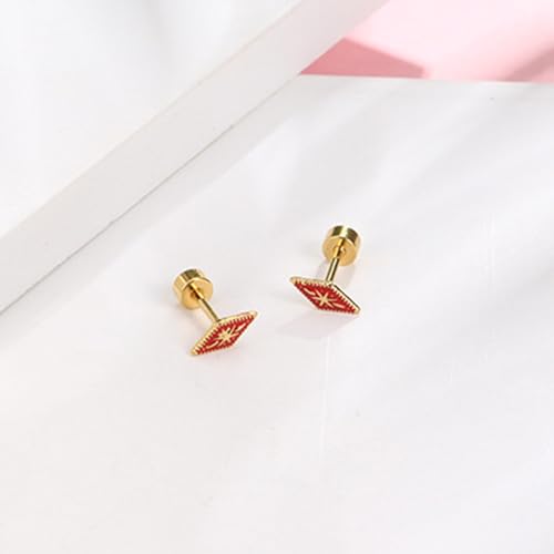 Square Stud Earrings for Women Boho Starburst Screw Back Earrings Geometric Flatback Cartilage Helix Earring 14K Gold Plated Hypoallergenic Jewelry Accessories for Party Outfits Trendy Jewelry Gifts - color: A-boho earrings