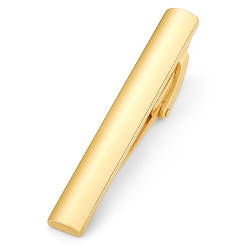 HONEY BEAR 5cm/5.4cm/6cm Mens Tie Clip Bar for Normal Size Steel Business Wedding Gift 1.97"/2.12"/2.36" - style: 5cm Matte Gold Polished