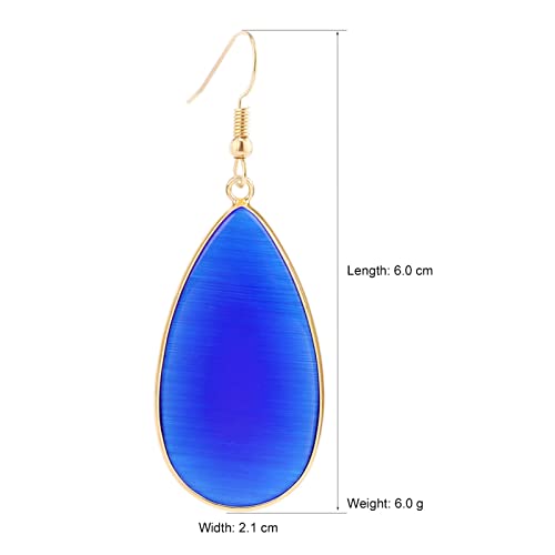 BaubleStar Natural Crystal Healing Stone Earrings Statement Teardrop Dangle Earrings for Women - color: Blue