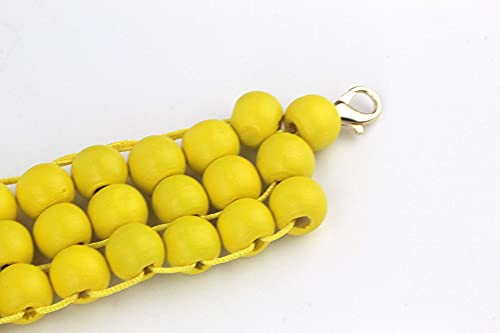 Coiris Boho African Wooden or Acrylic Beaded Bib Statement Necklace Strands Layered Cluster Chunky Collar Choker Wood Necklace for Women Fashion Costume Jewelry - color: Yellow
