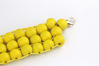 Coiris Boho African Wooden or Acrylic Beaded Bib Statement Necklace Strands Layered Cluster Chunky Collar Choker Wood Necklace for Women Fashion Costume Jewelry - color: Yellow