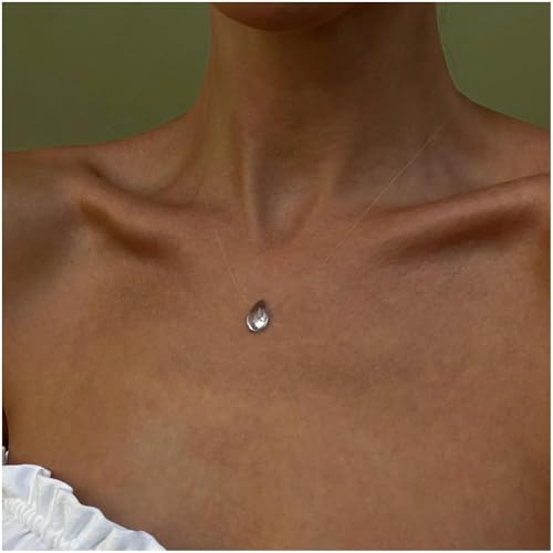 Clear Crystal Water Drop Necklace and Teardrop Earrings Set, Minimalist Glass Raindrop Jewelry for Women
