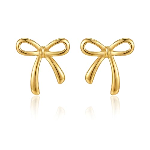 Gold Bow Earrings for Women, Long Tassel Chain Drop Earrings, Trendy Small Bow Earrings, Ribbon Waterfall Dangling Earrings, Pearl Bow Earrings, Sparkly Elegant Bowknot Preppy Jewelry Gifts for Women - color: Y