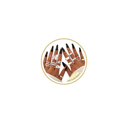 12 PCS Chunky Gold Stackable Rings for Women Non Tarnish 18K Gold Plated Statement Ring Stack Set Silver Adjustable Stacking Thumb Knuckle Band Dainty Open Rings Signet Cute Jewelry Gift - color: 12Pcs Silver