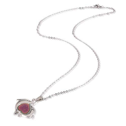 FM FM42 Temperature Sensing Color Changing Pendant Necklace with 19.29" Stainless Steel Rolo Chain - color: Dolphin