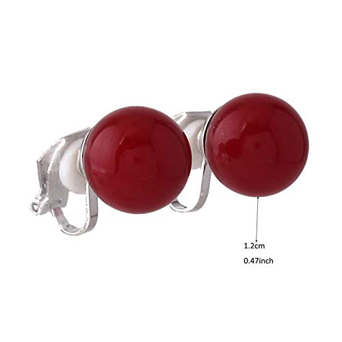 1-5 Pairs Pearl Clip on Earrings for Women Non Piercing Earrings Set Hypo-Allergenic Earrings - color: 4 Pairs Red Clip-ons