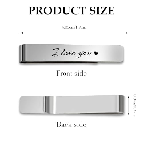 I Love You Gifts for Him Husband Valentines Day Gifts for Him Boyfriend Bf Stainless Steel Tie Clip Pin Tie Bar Fathers Day Gift 25th 50th 10 1 Year Anniversary Happy Birthday Presents Christmas Gift