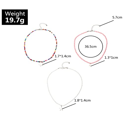 Handmade Multilayered Rainbow Colorful Beads Link Chain Moon Star Butterfly Pendant Choker Necklace Friendship Creative Beach Costume Jewelry for Women - color: butterfly