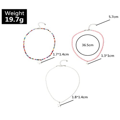 Handmade Multilayered Rainbow Colorful Beads Link Chain Moon Star Butterfly Pendant Choker Necklace Friendship Creative Beach Costume Jewelry for Women - color: butterfly