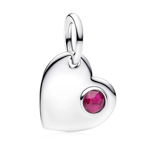 Birthstone Charm, Heart Charm Pendant Dangle with CZ, for Anniversary Birthday Mothers Valentines Day Christmas Graduation, for Yourself Family Mom Friend Girlfriend Sister Grandma - style: Jul.