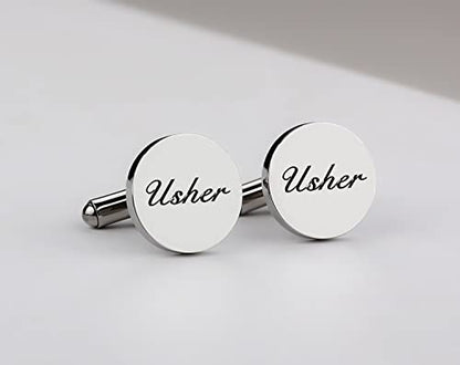 Kooer Personalized Men's Wedding Cufflinks, Custom Father Of The Bride Cuff Links Jewelry Gift For Men Him Groom Groomsman - style: Usher