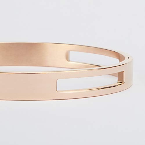 MILAKOO 6/8mm Gold/Silver Color Bangle Hollow Stainless Steel with Rhinestone Bracelets - color: Rose Gold, size: 8mm