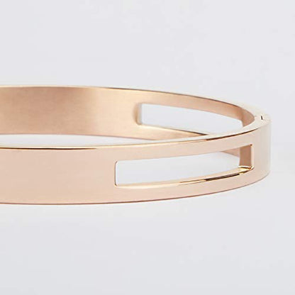 MILAKOO 6/8mm Gold/Silver Color Bangle Hollow Stainless Steel with Rhinestone Bracelets - color: Rose Gold, size: 6mm