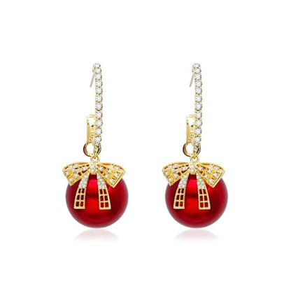 Bow Earrings Red Earrings for Women Dangle Cute Earrings Red Stuff Jewelry Outfits Accessories Gifts for Girls - color: A4:red bow earrings