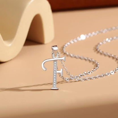 VIKI LYNN Dainty Initial Letter Pendant Necklace for Women | Cubic Zirconia Initial Jewelry, Personalized Letter Necklace, Dainty Women Jewelry, Birthday Gift Idea for Her, Mom and Wife - color: Silver, style: Silver-F
