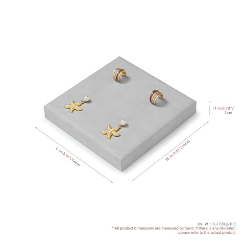 Microfiber Jewelry Display Storage Tray Stud Earrings Tray Organizer | Stud Earrings Jewelry Plate Gray - size: 5.51" x 5.51" x 0.79"