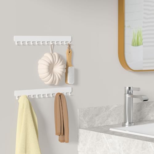 Necklace Holder Wall Mounted,Self Adhesive Jewelry Organizer,2 Pack,White | Modern Design,24 Hooks for Jewelry,Self Adhesive No Drilling,Durable Metal Design,for bedroom/closet/bathroom/vanity - color: White