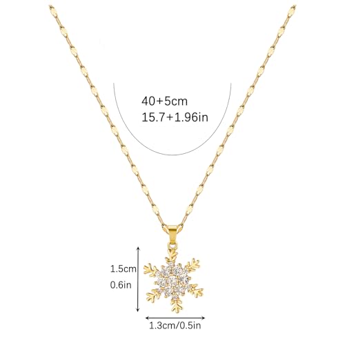 Sunflower Fidget Necklace for Women Gold Moon Necklace Rotating Heart Necklaces Spinning Crystal Flower Anxiety Necklaces Crescent Moons Jewelry Accessories - color: Snowflake