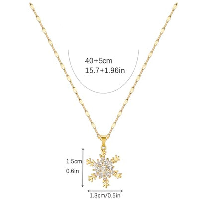 Sunflower Fidget Necklace for Women Gold Moon Necklace Rotating Heart Necklaces Spinning Crystal Flower Anxiety Necklaces Crescent Moons Jewelry Accessories - color: Snowflake