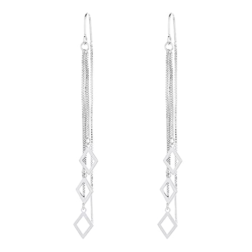 925 Sterling Silver Dangle Earrings with Charms Heart, Water drop, Moon, Star Long Drop Earring for Women Jewelry Gifts Hypoallergenic - color: geometry
