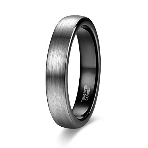 TRUMIUM 4mm 6mm 8mm Tungsten Rings for Men Women Engagement Wedding Band Brushed Black Comfort Fit Size 4-15 - color: 4mm Black