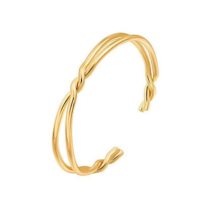 PERNNLA PEARL Dainty Gold Bar Bracelet for Women Simple Delicate Thin Cuff Bangle Hook Bracelet 18K Gold Plated Handmade Minimalist Jewelry - color: 15.Knot
