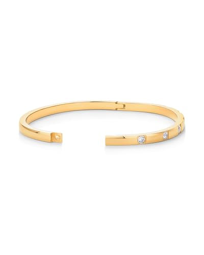 PAVOI Waterproof Thin Love Bracelet for Women - 14K Gold Plated Dainty Love Bangle with Cubic Zirconia - Stainless Steel Hinge Bracelet Jewelry Gifts - color: Yellow Gold, size: 6.5 Inches