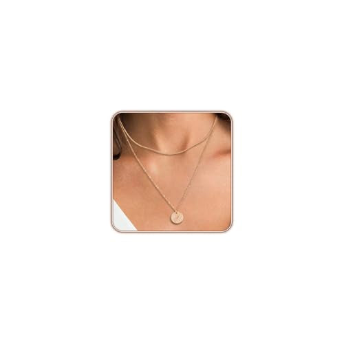 Gold Layered Necklaces for Women, 14K Gold Plated Paperclip Snake Chain Necklace Set, Dainty Coin Cross Tear Pendant Layering Choker Necklaces, Simple Trendy Stackable Jewelry Gifts - color: Wave Pendant Necklace