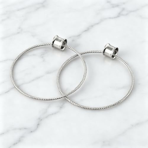 Aienid Large Hoop Ear Gauges Stainless Steel Double Flared Tunnels Plugs for Women 6mm-20mm Body Piercing Jewelry - color: Silver, size: 18mm (11/16")
