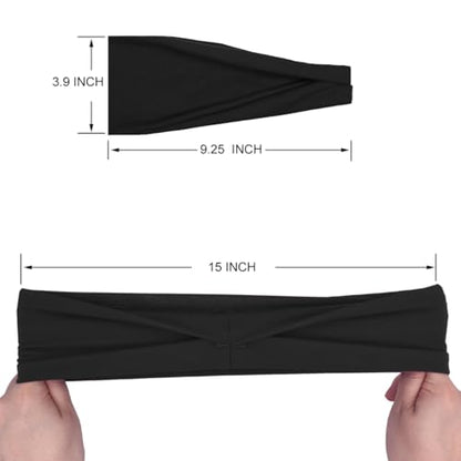 YONUF Fashion Headbands For Women Wide Headband Yoga Workout Head Bands Hair Accessories Band Black White Gray 6 Pack - color: Black/White/Gray