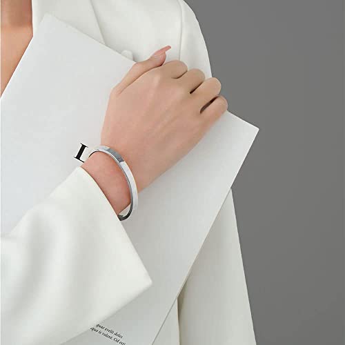 MYNENEY Womens Bracelets Stainless Steel Pave Cubic Zironia Stackable - color: 6mm-Silver, size: 6.3 Inch