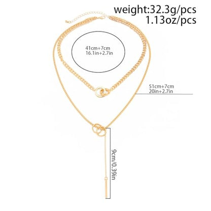 Gold Layered Necklace for Women Chunky Stacked Chain Link Paperclip Evil Eye Necklace Trendy Punk Jewelry - color: W-GoldB