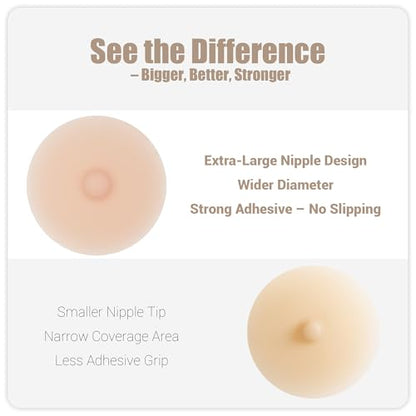 Reusable Nipple Covers with Piercing-Like Jewelry, Invisible Silicone Pasties for Women Nipple Covers for Party - color: Large Nipple