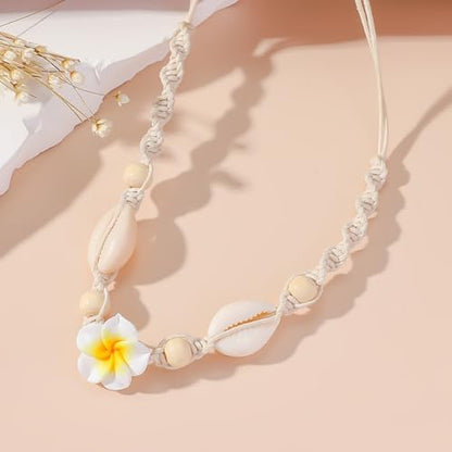 Nackiy Shell Necklace for Women, Handmade Summer Beach Jewelry Gift | Natural Sea Shell Necklace, Adjustable Collar Fit, Coastal Beach Style, Shell Starfish Charms, Lightweight Summer Jewelry - color: White