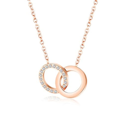 18K Gold Plated Pendant Necklaces - Dainty Minimalist, Waterproof, Non-Tarnish Fashion Jewelry for Women - style: Interlocking Round Pendant