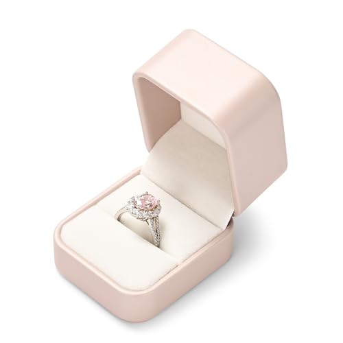 Oirlv Luxury Leather Jewelry Ring Box Engagement Ring Box Wedding Day Keepsake Case Bridal Photo(Pink) - color: Pink, size: Ring Box