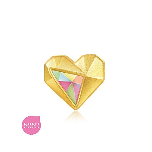 CHOW SANG SANG 999 24K Solid Gold Love Heart Mini Charm Bracelet for Women 91836C - size: 6.69 inches