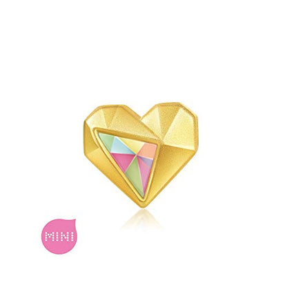 CHOW SANG SANG 999 24K Solid Gold Love Heart Mini Charm Bracelet for Women 91836C - size: 6.69 inches