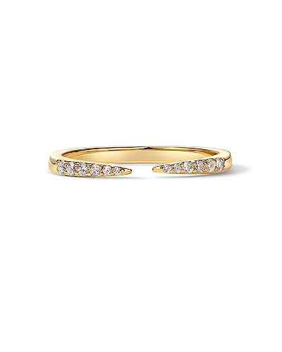 PAVOI 18K Gold Plated Open Eternity Ring | Cubic Zirconia Stacking Bands for Women | Dainty Stackable Rings for Women - color: Yellow Gold