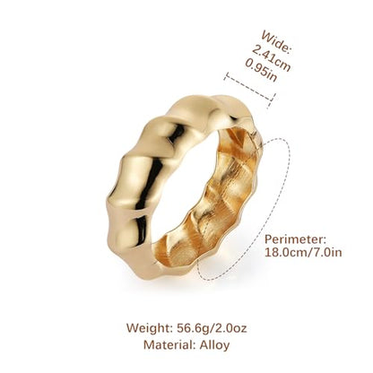 HZMAN Chunky Gold Cuff Bracelets for Women Thick Wide Bangle Bracelet Hammered Open Hinge Wrist Cuff Bracelet Jewelry Gift - color: 10.Twisted Gold