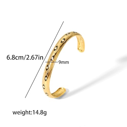 Evil Eye Bracelets, 18k Gold Trendy Stainless Steel Boho Bangle Bracelet For Women Enamel Adjustable Cute Love Luxurious Jewelry Gift - style: Gold Black Evil Eye