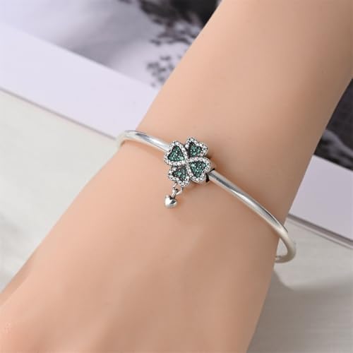Charm for Bracelets and Necklaces, Heart Animals 925 Sterling Silver Bead Celestial Sun Moon Star Charms Jewelry Gift for Women Girls - color: Four Leaf Clover Charms