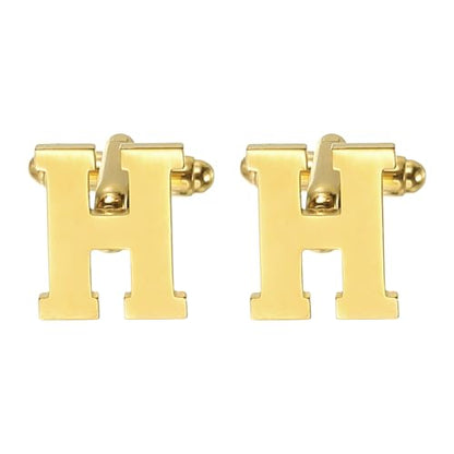 PATIKIL Initial Cufflinks, Classic Alphabet Stainless Steel Men Cuff Links 26 Letters A-Z with Box for Men Father Husband Weddings Gift Business Birthday - style: Letter H
