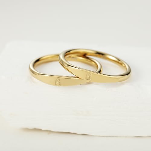 Gold Initial Rings for Women Non Tarnish Thumb Rings for Teen Girls 14K Gold plated for Women - color: A