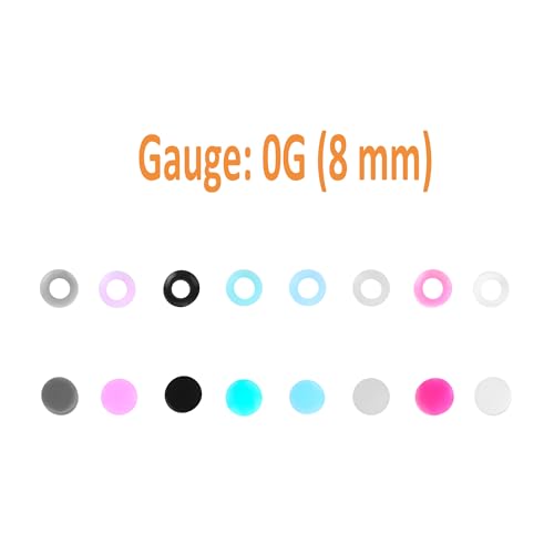 Juway Oveta Ear Gauges for Ear Silicone Ear Plugs Soft Flexible Silicone Gauge Saddle Silicone Ear Plugs and Tunnels 6mm-20mm(16 Pairs) - color: 32PCS 8mm(0GA)