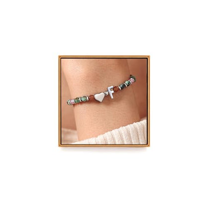 Heart Initial Bracelets for Teen Girls, Teen Girl Gifts Trendy Stuff, Christmas Stocking Stuffers for Kids, Unique Gifts for Teenage Girls on Birthday Graduation - style: F