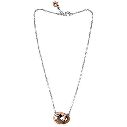 Kooljewelry Tri-Color Sterling Silver Interlocking Circles Necklace (adjusts from 18 to 20 inch)
